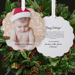 Carte Décorative Photo de Noël du bébé Texte personnalisé