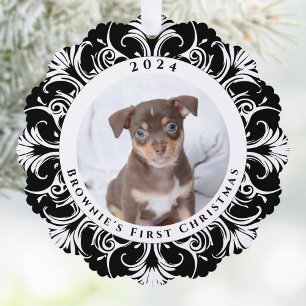 Carte Décorative Photo de Noël en noir et blanc de chien