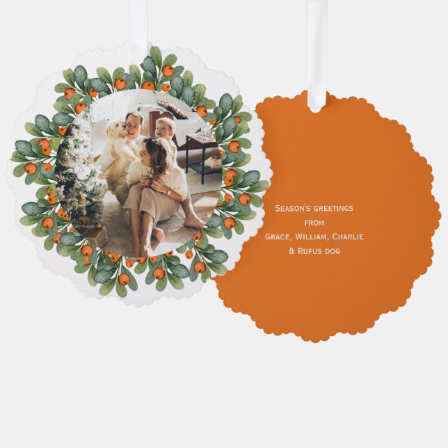 Carte Décorative Photo Holiday Wreath Personnalisé Noël (Recto/Verso)