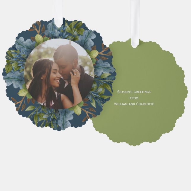 Carte Décorative Photo Holiday Wreath Personnalisé Noël (Recto/Verso)