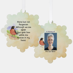 Carte Décorative Photo Memorial Watercolor Robin Garden Bird