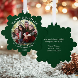 Carte Décorative Photo moderne Green Happy Holidays
