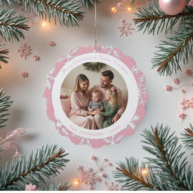 Carte Décorative Photo moderne motif Pink Snowflakes (Créateur téléchargé)
