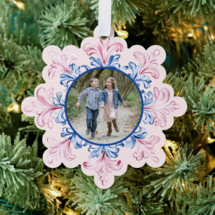 Carte Décorative Photo Pink & Blue Snowflake