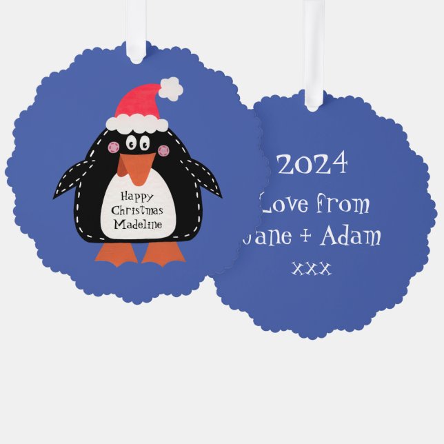 Carte Décorative Pingouin de Noël personnalisé (Recto/Verso)