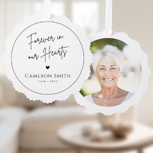 Carte Décorative Pour toujours dans nos coeurs mémorial photo scrip