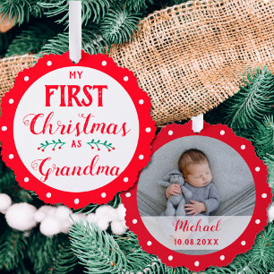 Carte Décorative Premier Noël comme grand-mère photo bébé