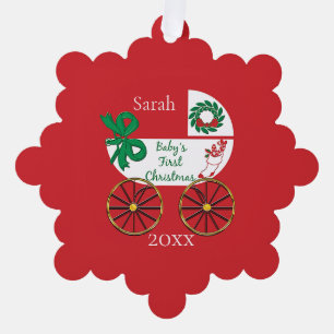Carte Décorative Premier Noël du bébé avec nom et date
