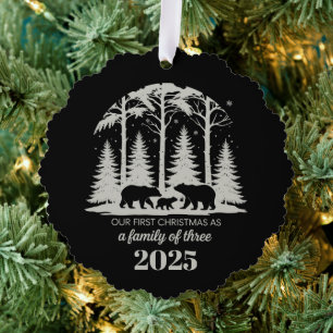 Carte Décorative Premier Noël en famille de trois 2025 sur mesure