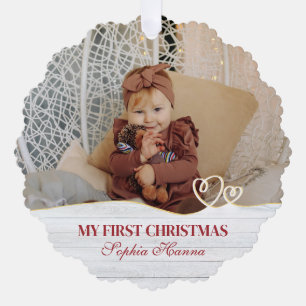 Carte Décorative Première Noël de Bébé Fille Statistiques de Naissa