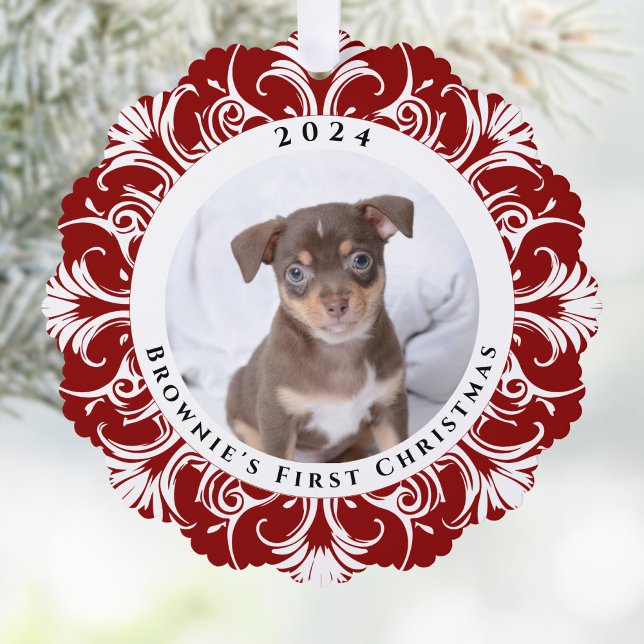 Carte Décorative Première photo de chien rouge de Noël (Créateur téléchargé)