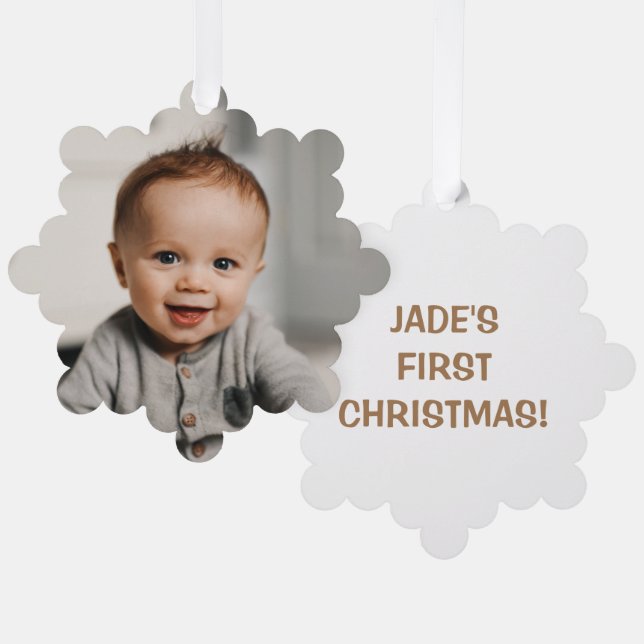 Carte Décorative Première photo de Noël du bébé (Recto/Verso)