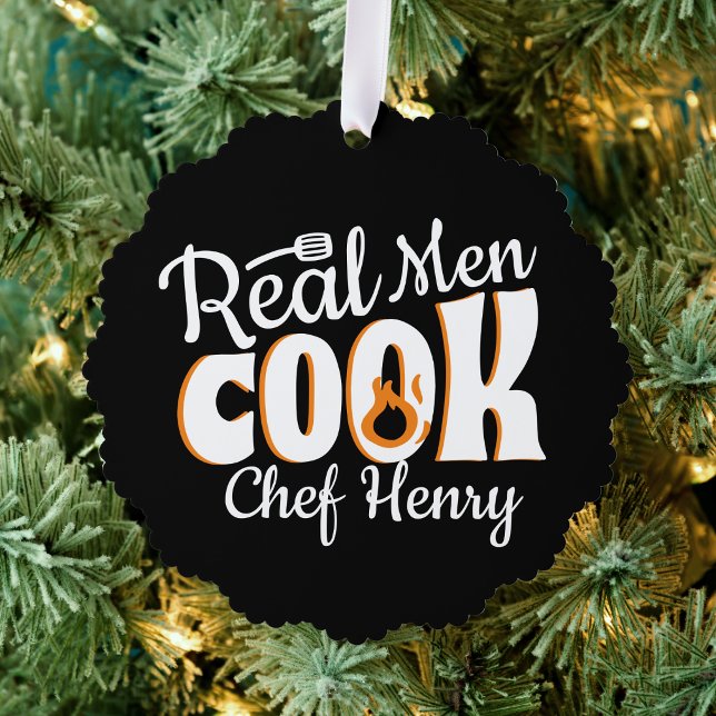Carte Décorative Real Men Cook Noir (Real Men Cook Black funny birthday gift for him father dad bbq grill foodie dad cook culinary chef)