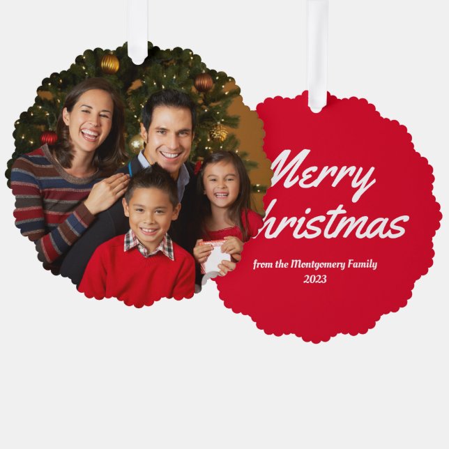 Carte Décorative Red Family Photo Joyeux Noël (Recto/Verso)