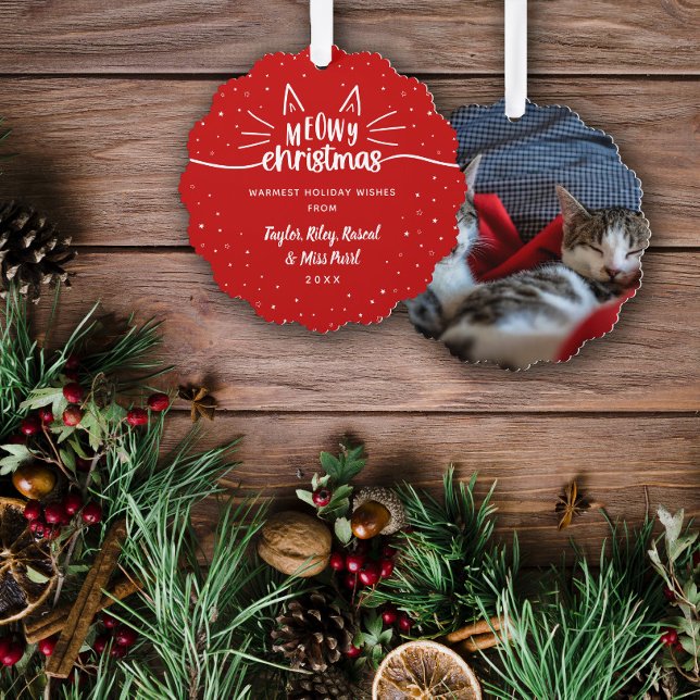 Carte Décorative Red Meowy Noël Chat Photo Noël (Créateur téléchargé)