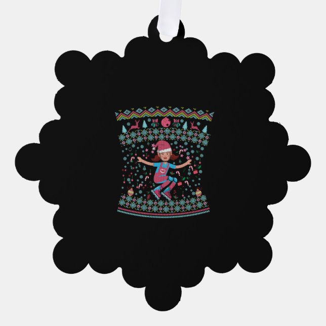 Carte Décorative Roller Skate Fille de Noël (Recto)