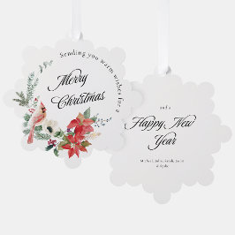 Carte Décorative Rouge Poinsettia Botaniques d'hiver Joyeux Noël