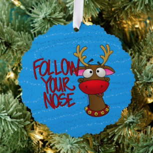 Carte Décorative Rudolph Ornament, Suivez Votre Nez