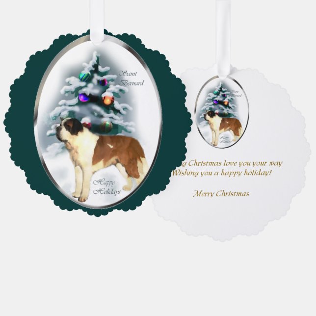 Carte Décorative Saint Bernard Cadeaux de Noël (Recto/Verso)