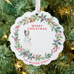 Carte Décorative Salutations de saison - Holly Wreath w. Noël du li