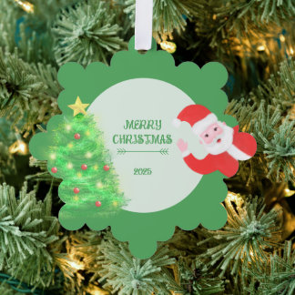 Carte Décorative sapin de Noël moderne sur fond vert