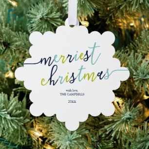 Carte Décorative Script moderne "Joyeux Noël" Photo de vacances