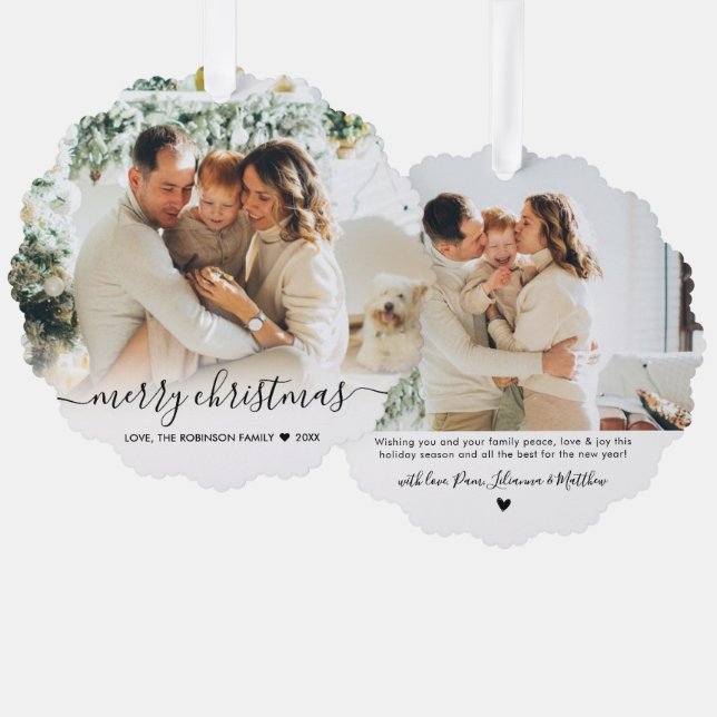 Carte Décorative Simple moderne noir Script 2 Photo Noël (Recto/Verso)