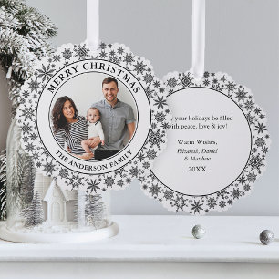 Carte Décorative Snowflakes tendance Noir et blanc Joyeux Noël
