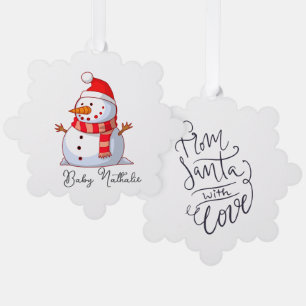 Carte Décorative Snowman de Noël rouge et blanc de Père Noël