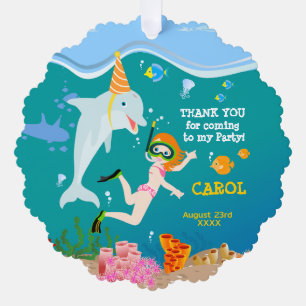 Carte Décorative Sous la mer dauphins et fête d'anniversaire fille