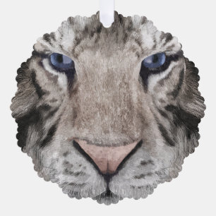 Carte Décorative Tête de Tigre Blanc Esthétique Faunique