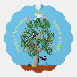 Carte Décorative Un arbre de Noël australien avec des oiseaux