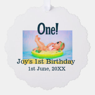 Carte Décorative Un premier anniversaire photo moderne ajouter nom