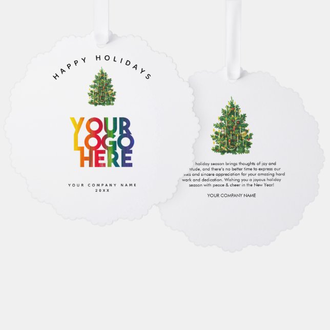 Carte Décorative Vacances Entreprise Logo Noël Cadeau (Recto/Verso)