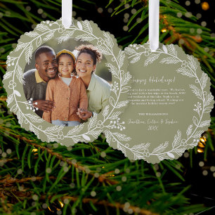 Carte Décorative White Botanical Christmas Wreath Photo personnalis