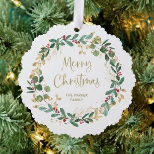 Carte Décorative Wreath et Gold Script modernes Joyeux Noël