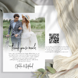 Carte Découpe photo moderne Script Boho Mariage Merci