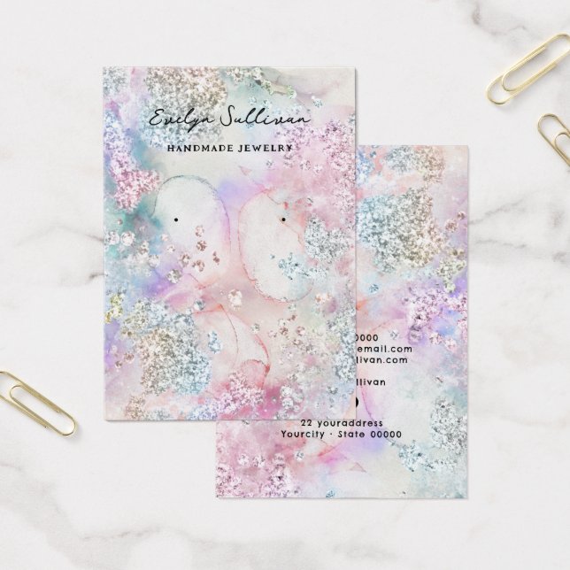 Carte d'écran d'oreille d'aquarelle Faux iridescen (Bureau)
