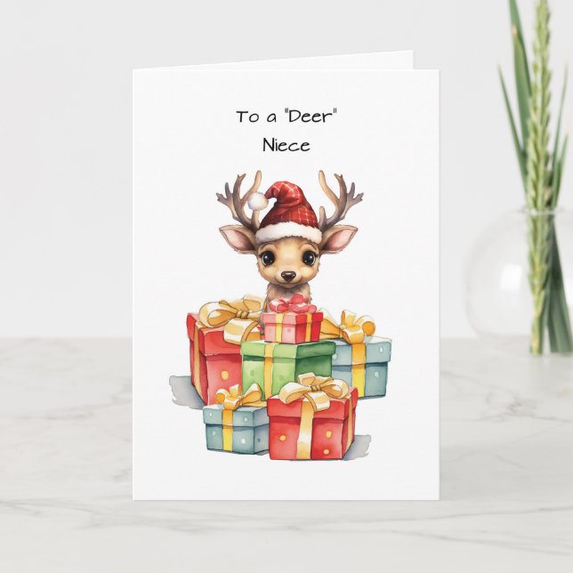 Carte Deer Niece Jolie Noël Piles d'amour (Devant)