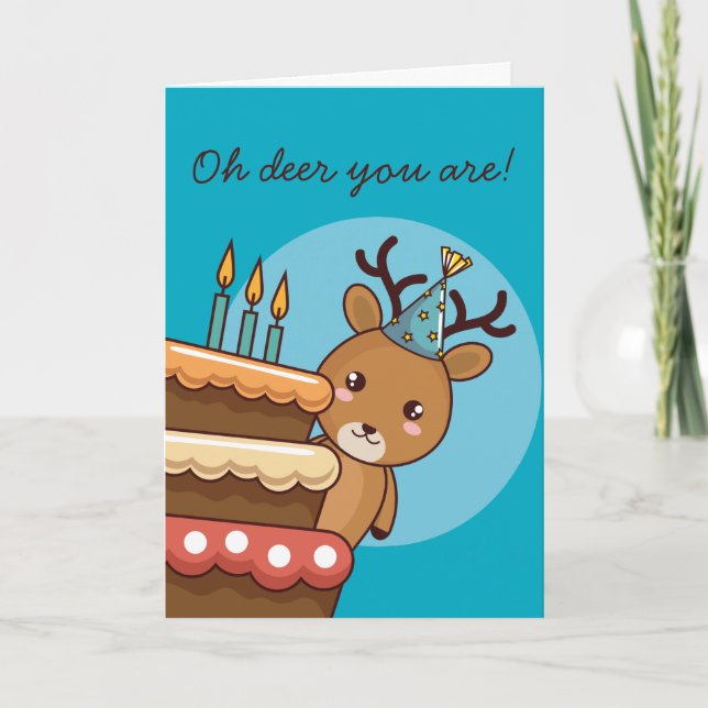 Carte Deer Pun Joyeux anniversaire (Devant)