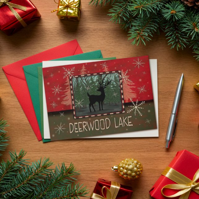 Carte Deerwood Christmas Deer Rustic Inspirivity (Créateur téléchargé)