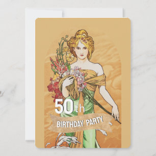 Carte Déesse de printemps, 50e fête d'anniversaire, Femm