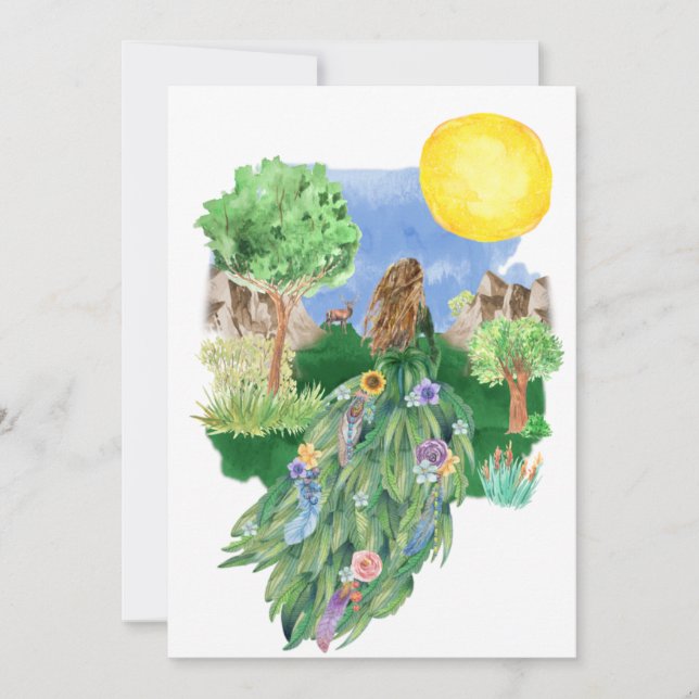Carte Déesse de printemps Robe Florale Nature Salutation (Devant)