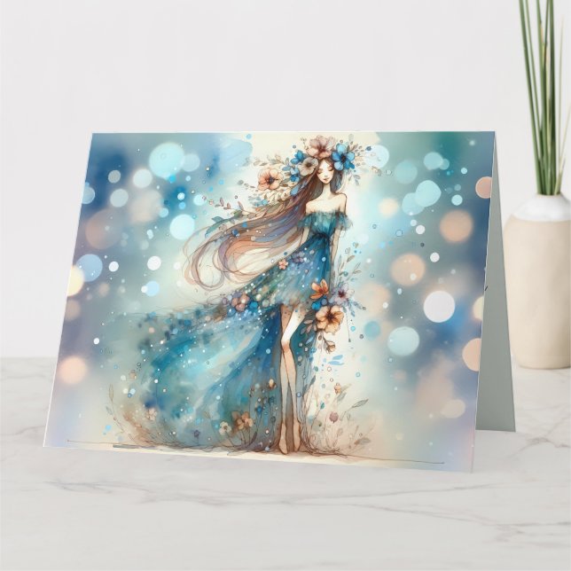 Carte Déesse Imaginaire Ethérée dans un rêve d'aquarelle (Devant)