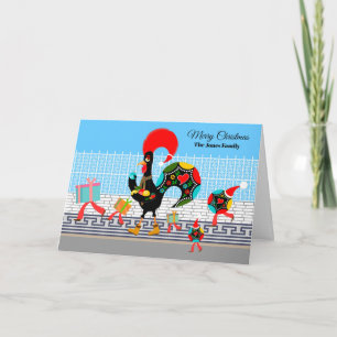 Carte Défilé portugais de cadeaux de coq et de Baubles