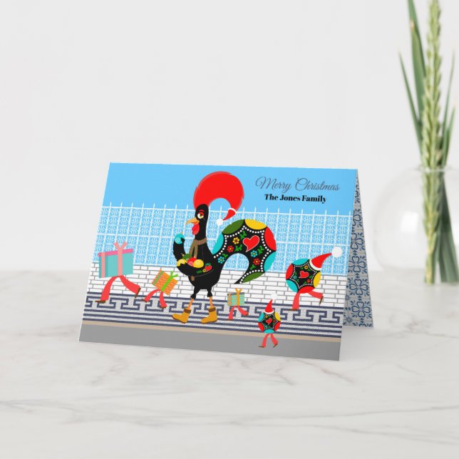 Carte Défilé portugais de cadeaux de coq et de Baubles (Devant)