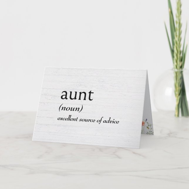 Carte Définition de dictionnaire pour AUNT (Devant)