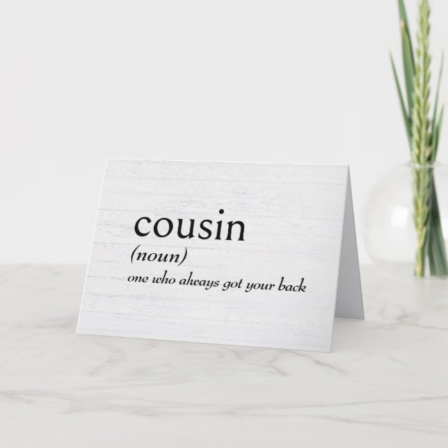 Carte Définition de dictionnaire pour COUSIN (Devant)