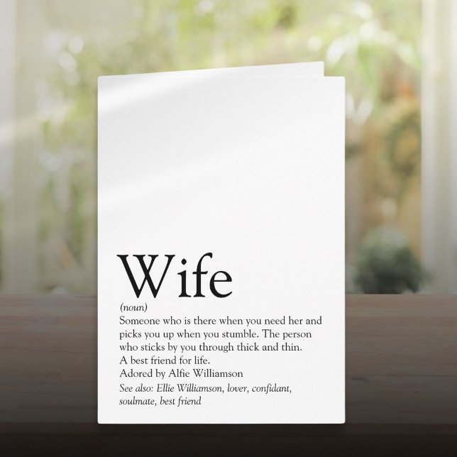 Carte Définition de l'amour pour une épouse personnalisé (Personalized Wife Definition Love Quote Card)