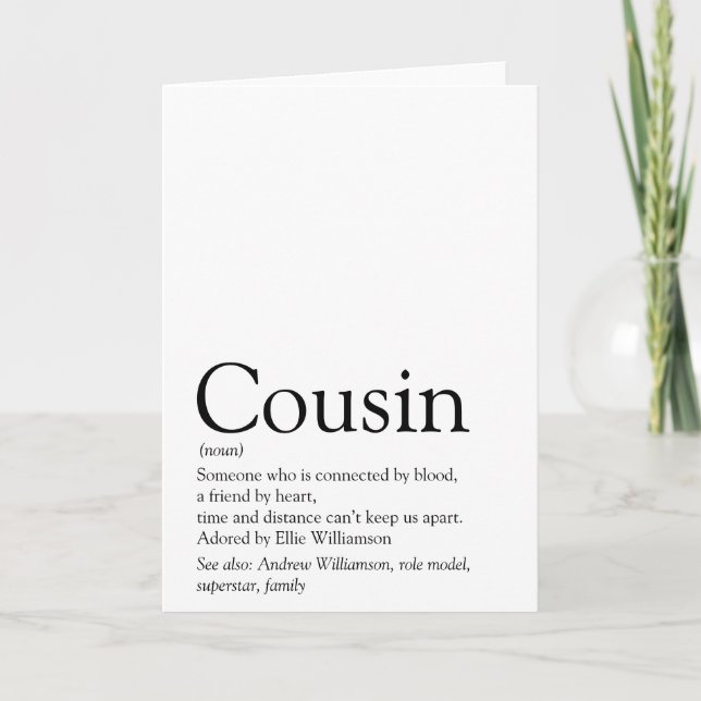 Carte Définition du Meilleur Cousin du Monde (Devant)